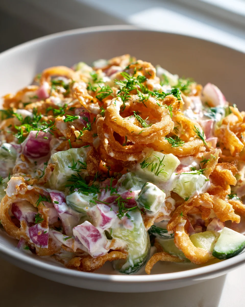 Knuspriger Curly Fries Salat mit Cremigem Dressing – Ein Genuss!