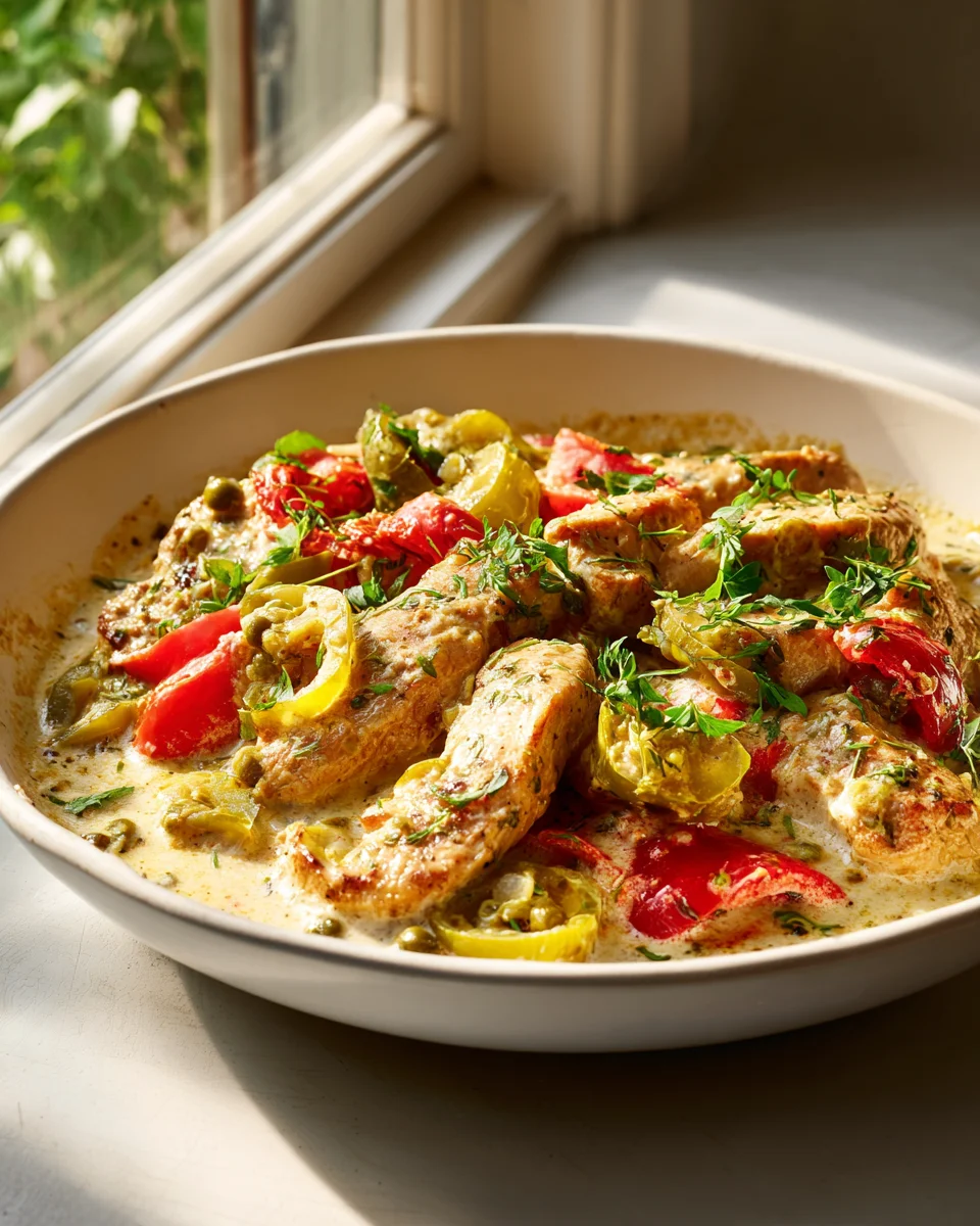 Cremiges Pepperoncini Hähnchen aus der Pfanne: Schnell & Einfach