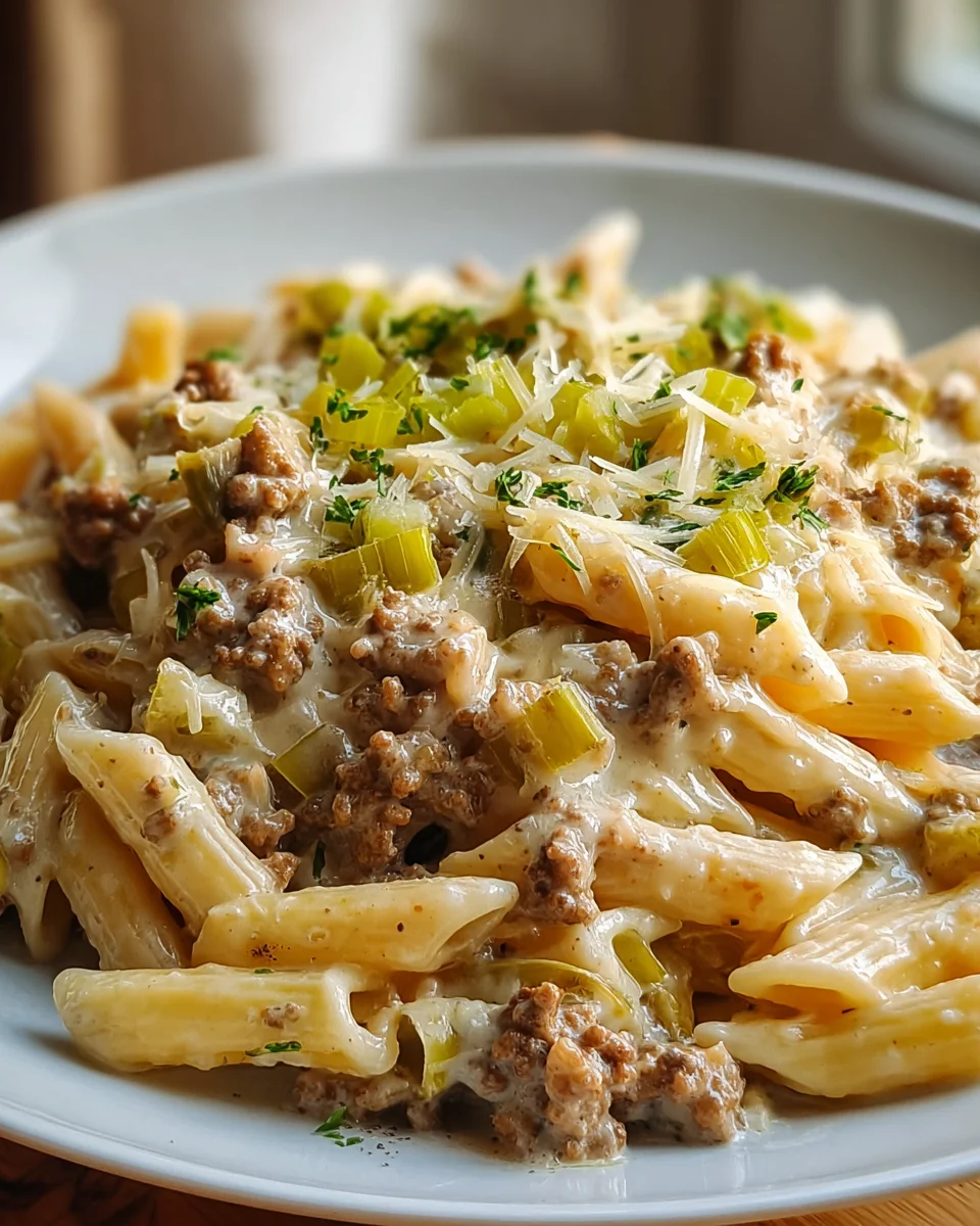 Käse Lauch Pasta mit Hackfleisch – Herzhaft und cremig genießen!