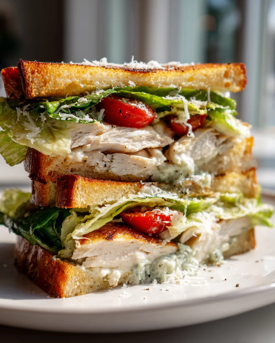 Caesar Salat Sandwich: Saftiges Hähnchen, Käse, unwiderstehlich!