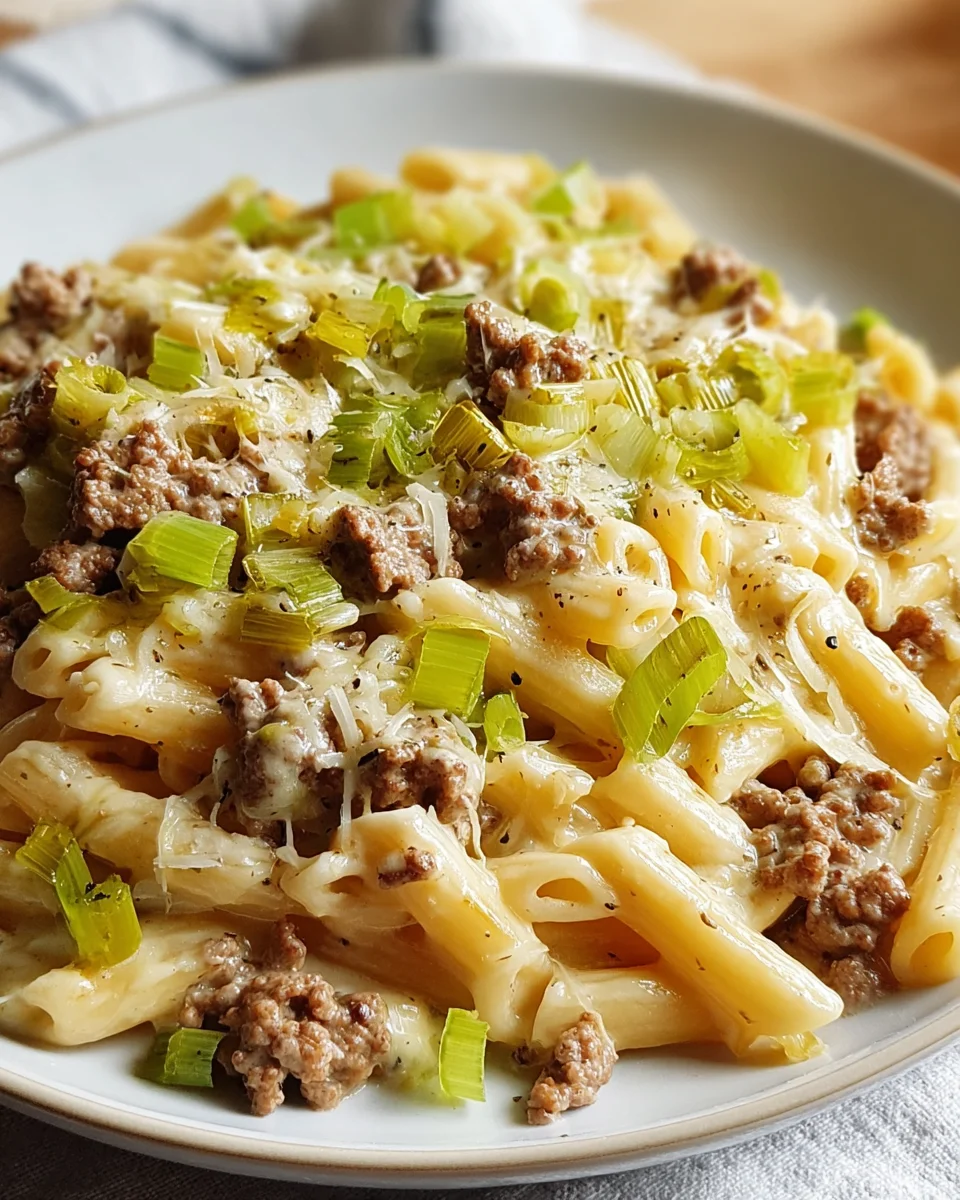 Käse Lauch Pasta mit Hackfleisch – Herzhaft und cremig genießen!
