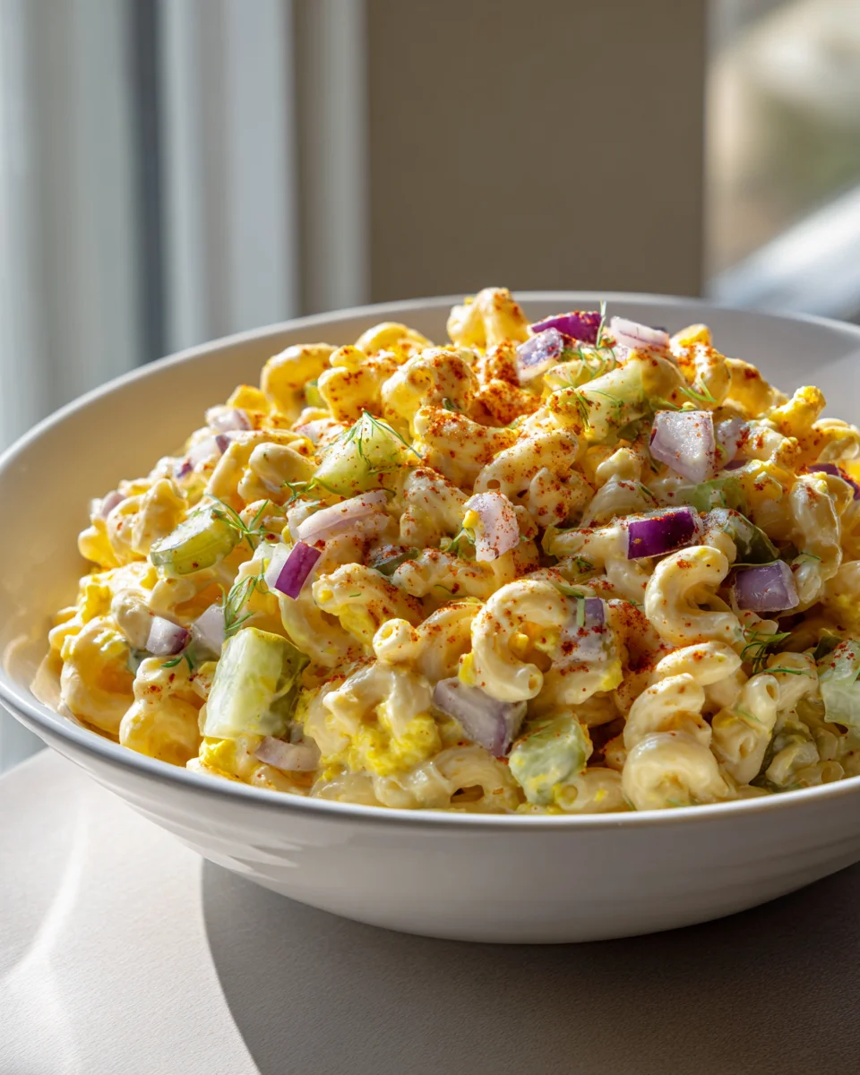 Pikanter Teufels-Eier Makkaronisalat: Cremig & unwiderstehlich!
