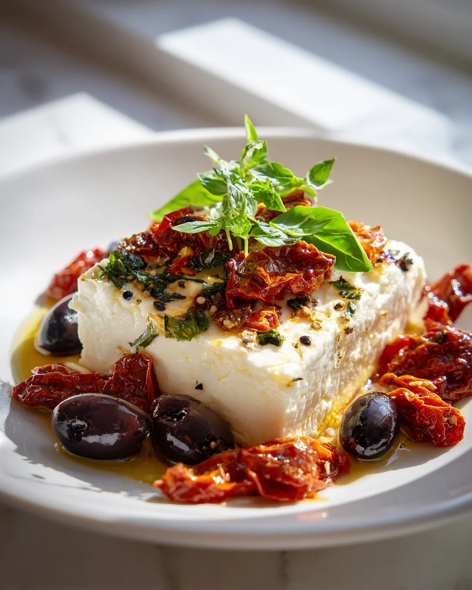 Knuspriger Air Fryer Feta mit Tomaten & Oliven-Genuss