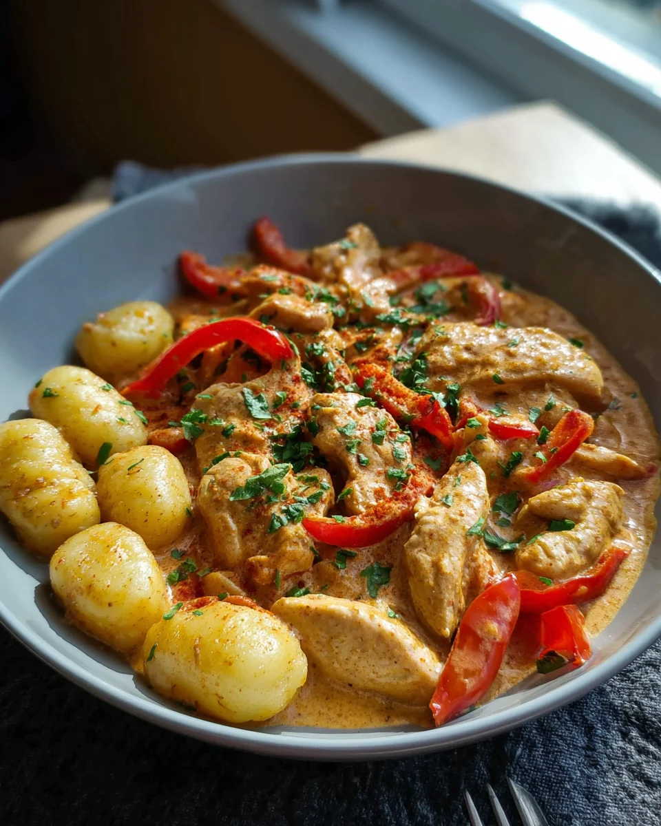Paprika Sahne Hähnchen mit Gnocchi – cremiges Genussrezept