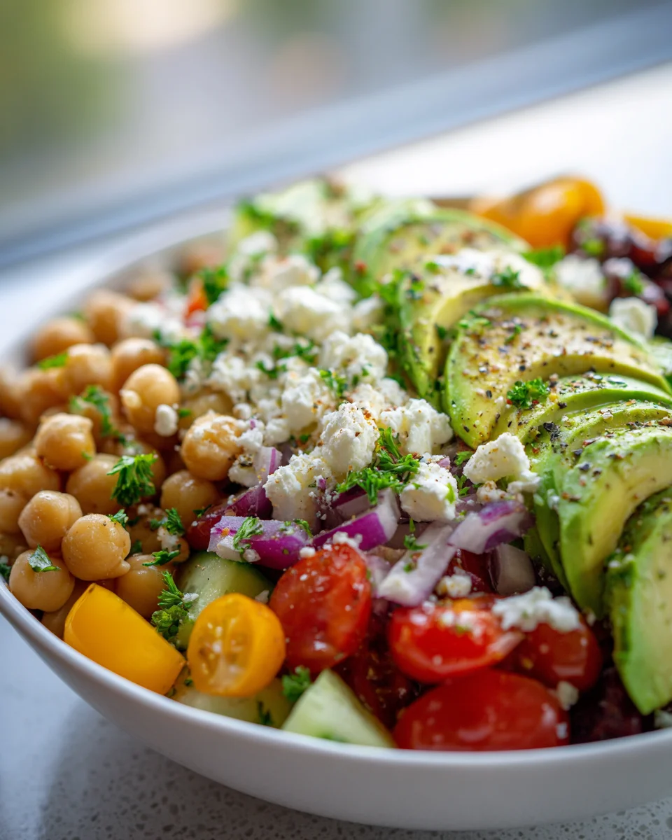 Party-Ready Mini Kichererbsen-Feta-Avocado-Salat Bowls