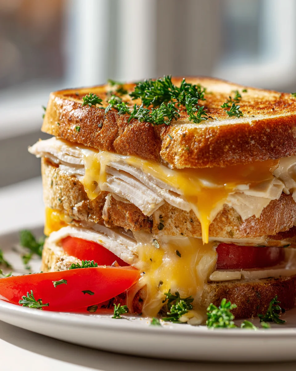 Knoblauchbutter Truthahn Melt mit Cheddar-Käse Rezept