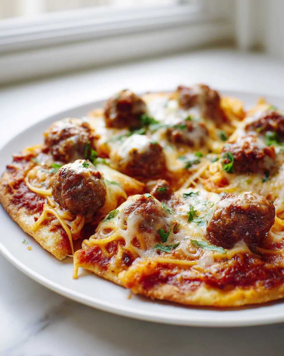 Spaghetti-Manschetten-Pizza mit Mozzarella