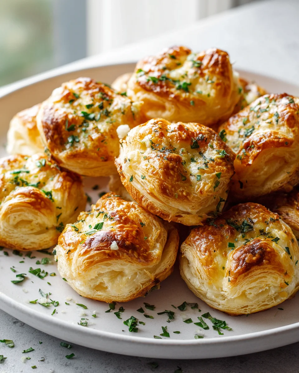 Herzhafte Käse-Pastetchen mit Knoblauchbutter überbacken