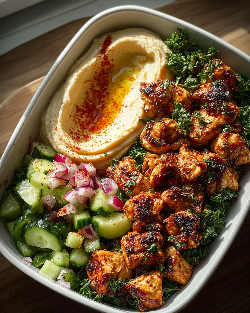 Spicy Garlic Chicken Hummus Bowl – Würzig und lecker genießen!