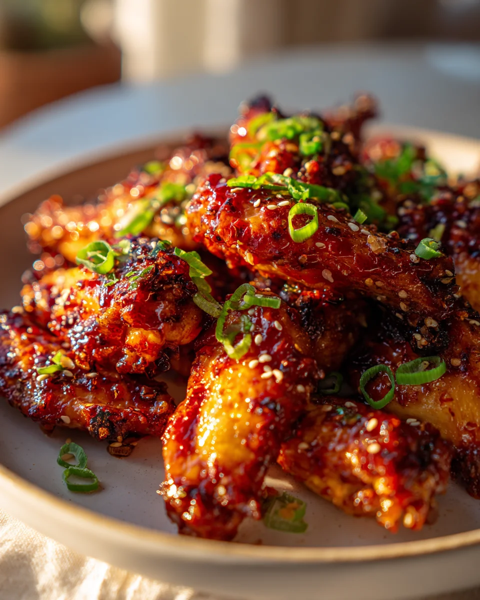 Klebrige Honig-Gochujang Hähnchenflügel mit Knoblauchbutter