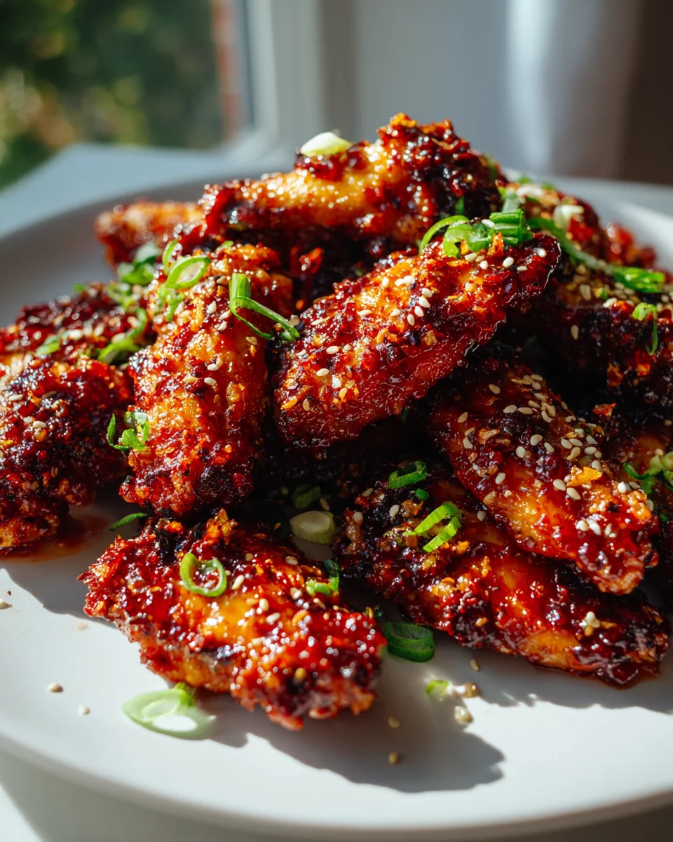 Klebrige Honig-Gochujang Hähnchenflügel mit Knoblauchbutter