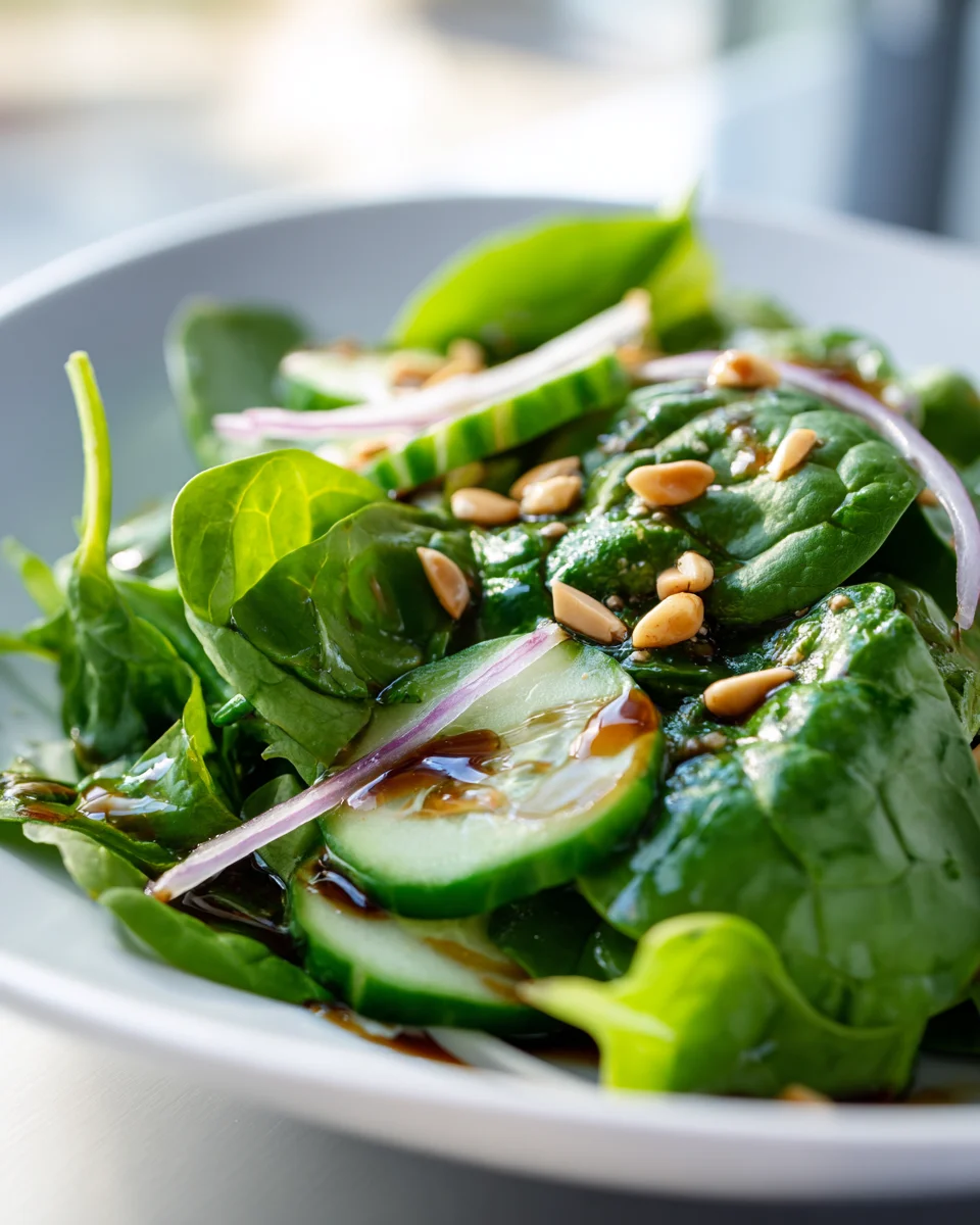 Spinat-Gurken-Salat mit Balsamico-Dressing Rezept lecker!