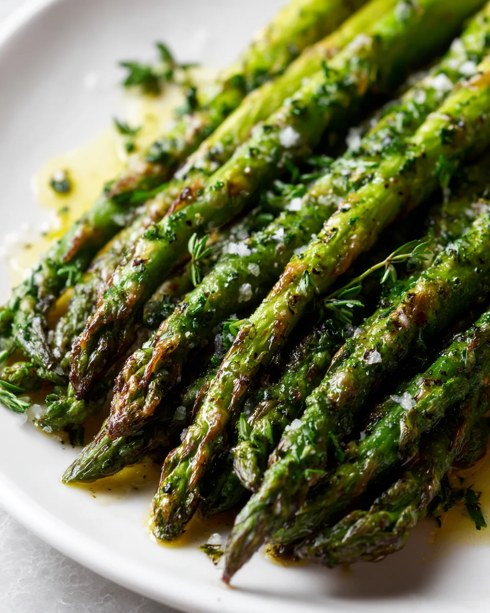 Ofen-Gerösteter Grüner Spargel mit Olivenöl und Kräutern