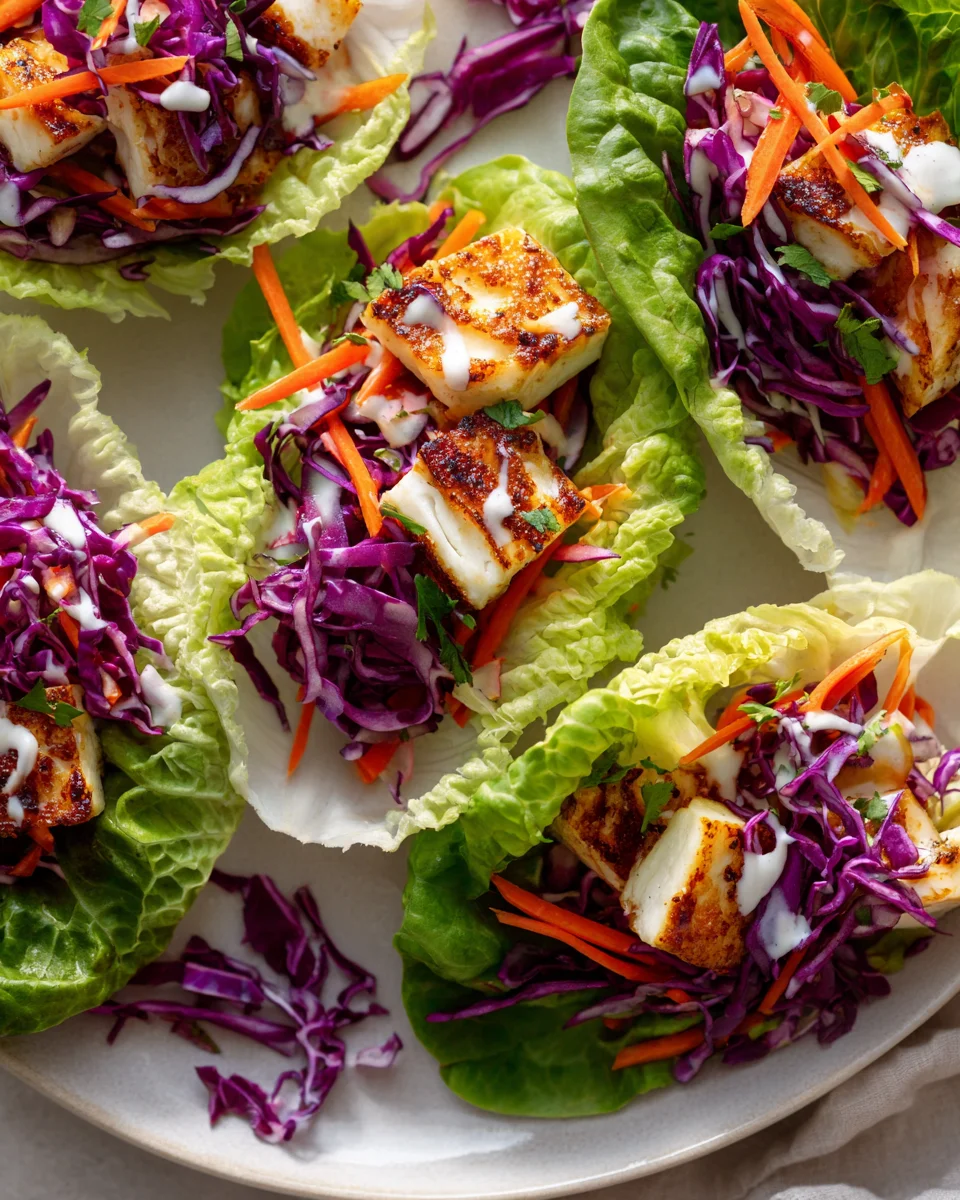 Halloumi-Wraps mit knackigem Slaw und Sauce
