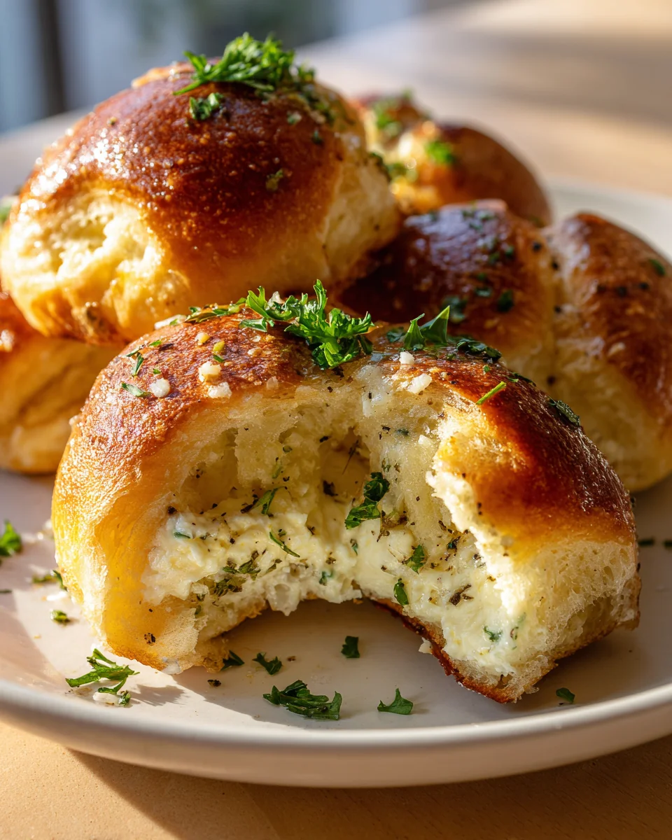 Ricotta gefüllte Brötchen mit Knoblauchbutter – Rezept!