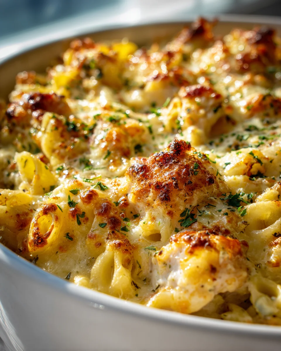 Lemon Chicken Romano Pasta Bake mit cremiger Sauce Rezept