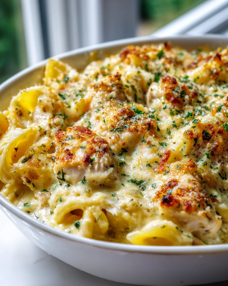 Lemon Chicken Romano Pasta Bake mit cremiger Sauce Rezept