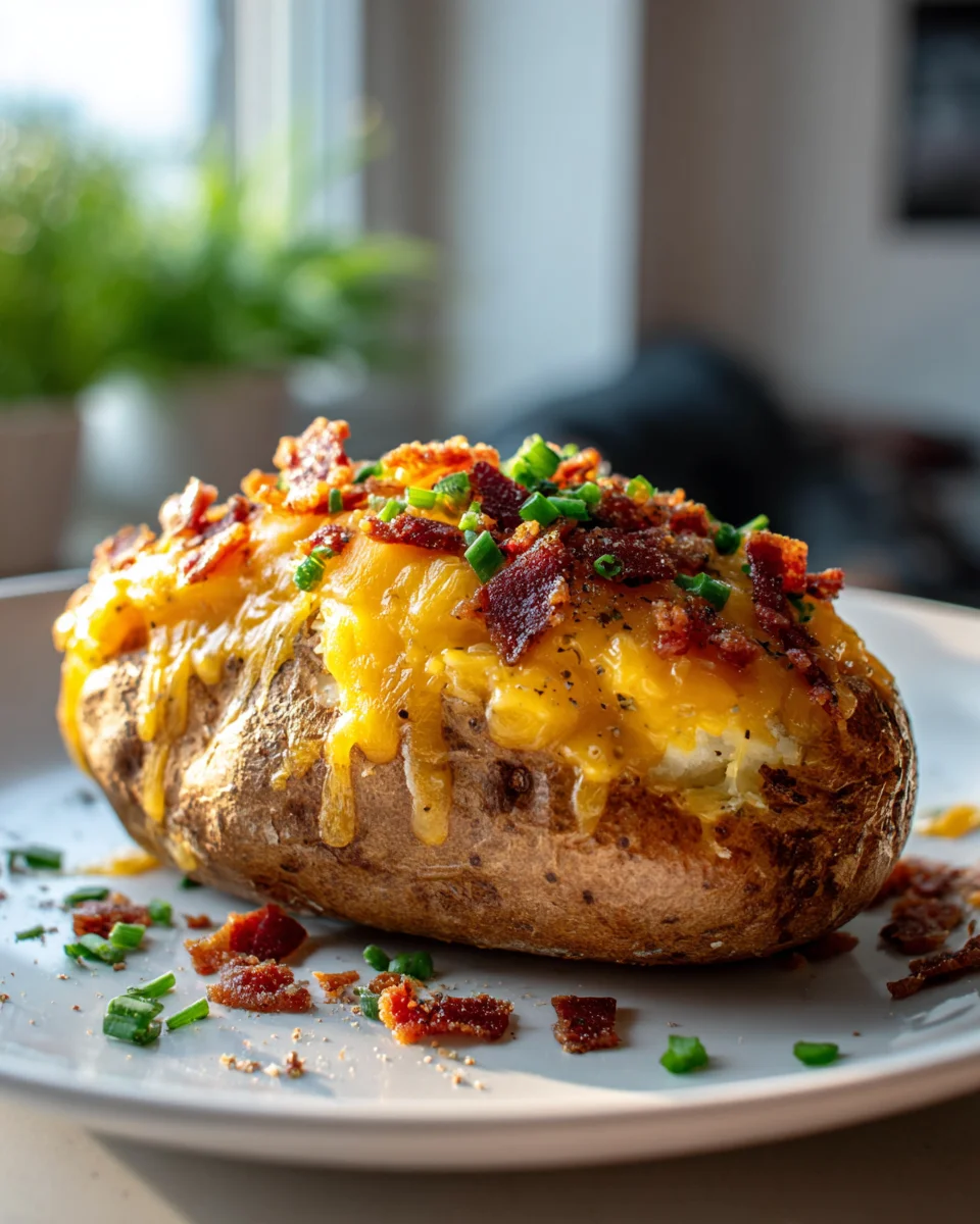 Gestapelte Ofenkartoffeln mit Rinderschinken und Cheddar