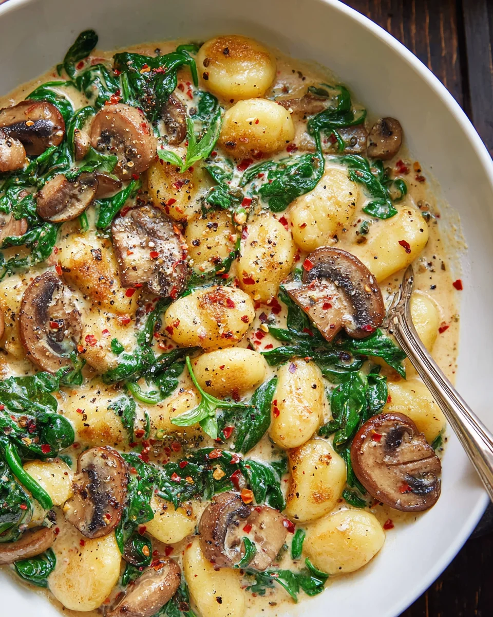 Spinat-Pilz-Gnocchi