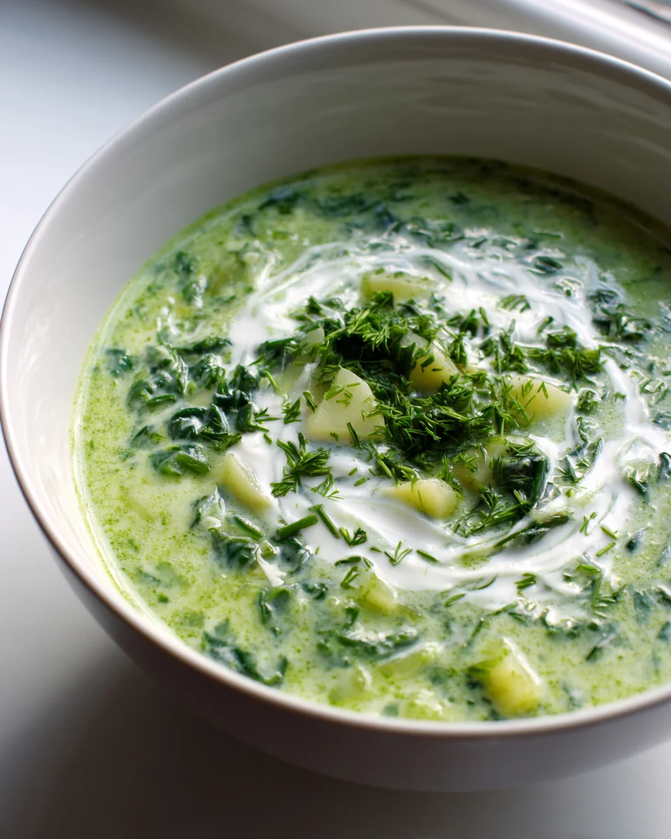 Cremige Giersch Suppe mit Kartoffeln und Sahne Rezept