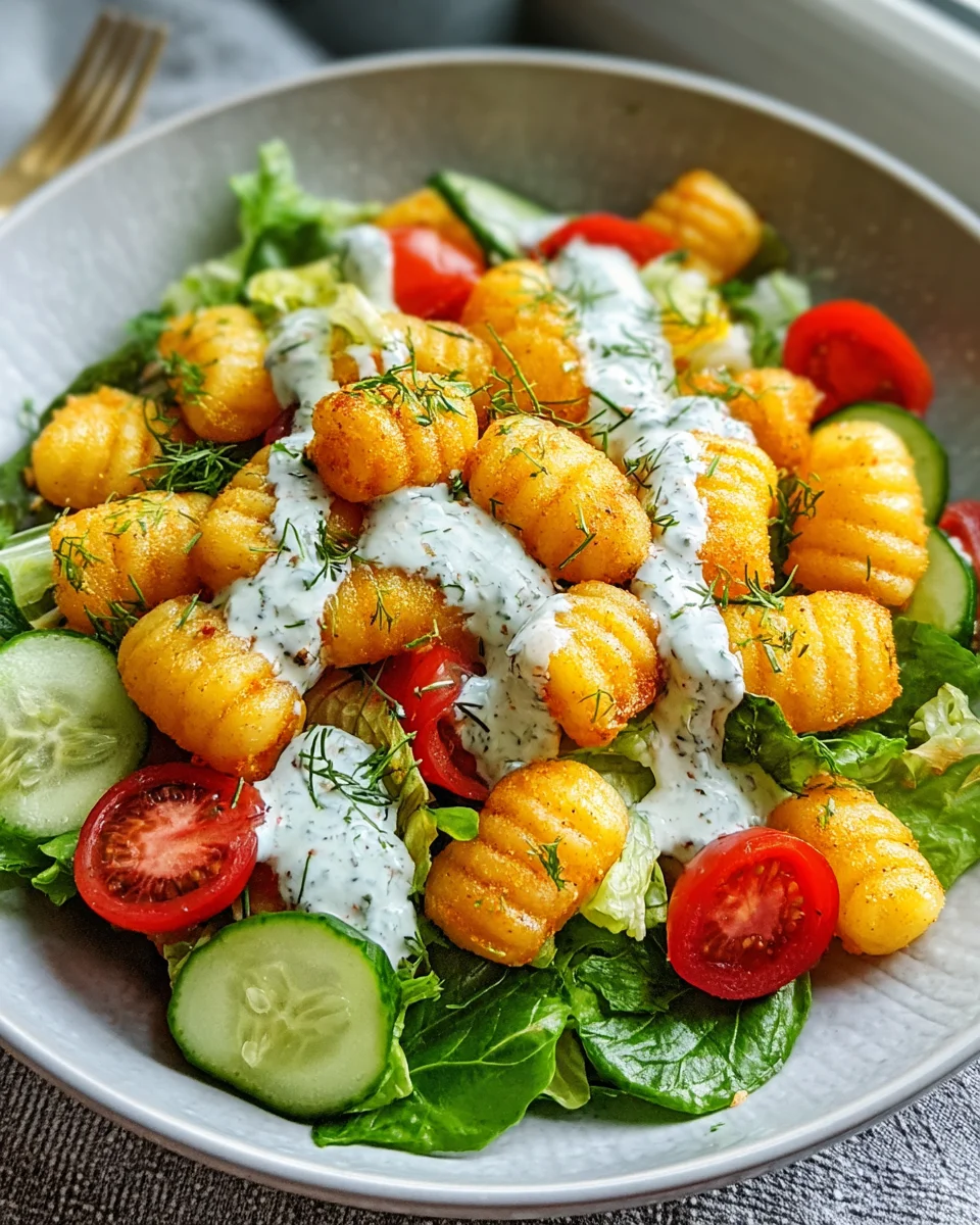 Knuspriger Gnocchi-Salat mit Joghurt-Dressing