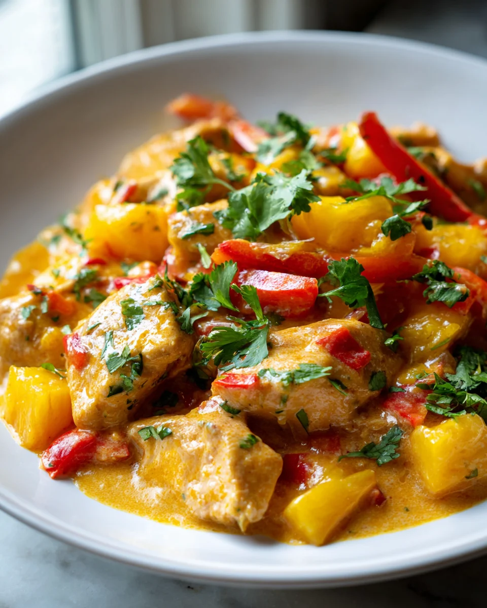 Tropisches Mango-Hühnchen mit Ananas-Paprika