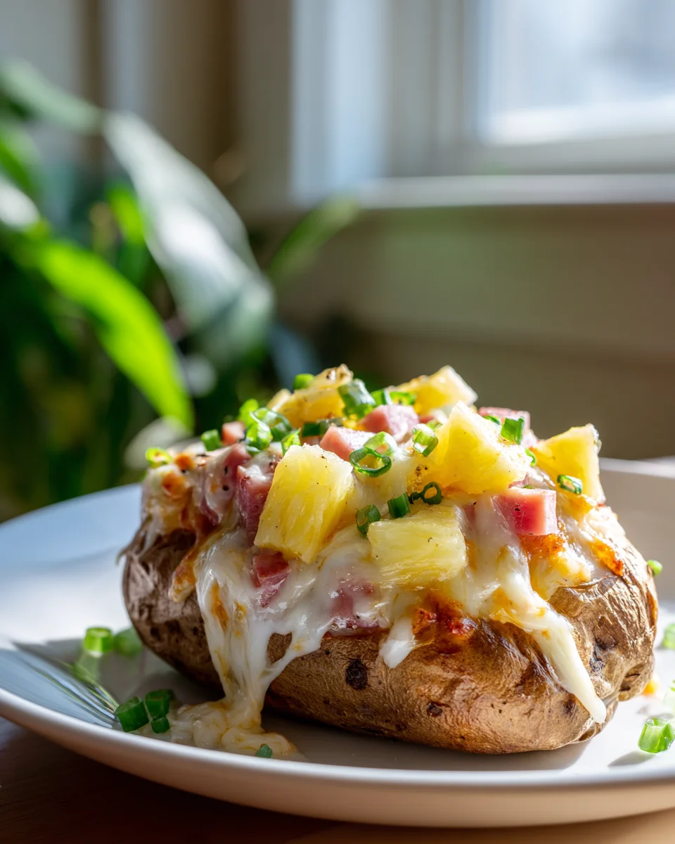 Hawaiianische Pizza-Überbackene Kartoffeln mit Käse