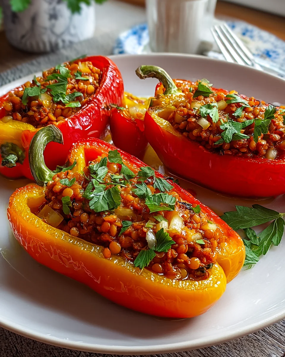 Gefüllte Spitzpaprika mit roten Linsen – gesund und lecker!