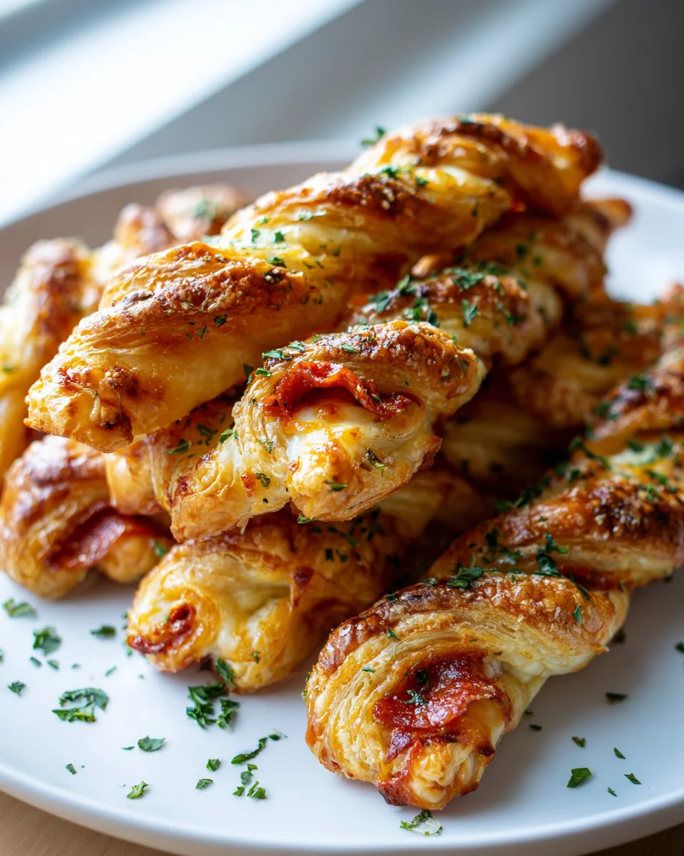 Beef Pepperoni Pizza Puff Pastry Twists: Knusprige Leckerbissen!
