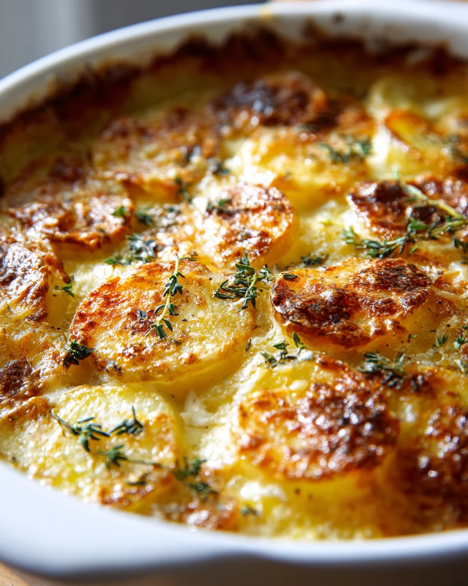 Knuspriges Kartoffelgratin mit Knoblauch und Thymian Rezept
