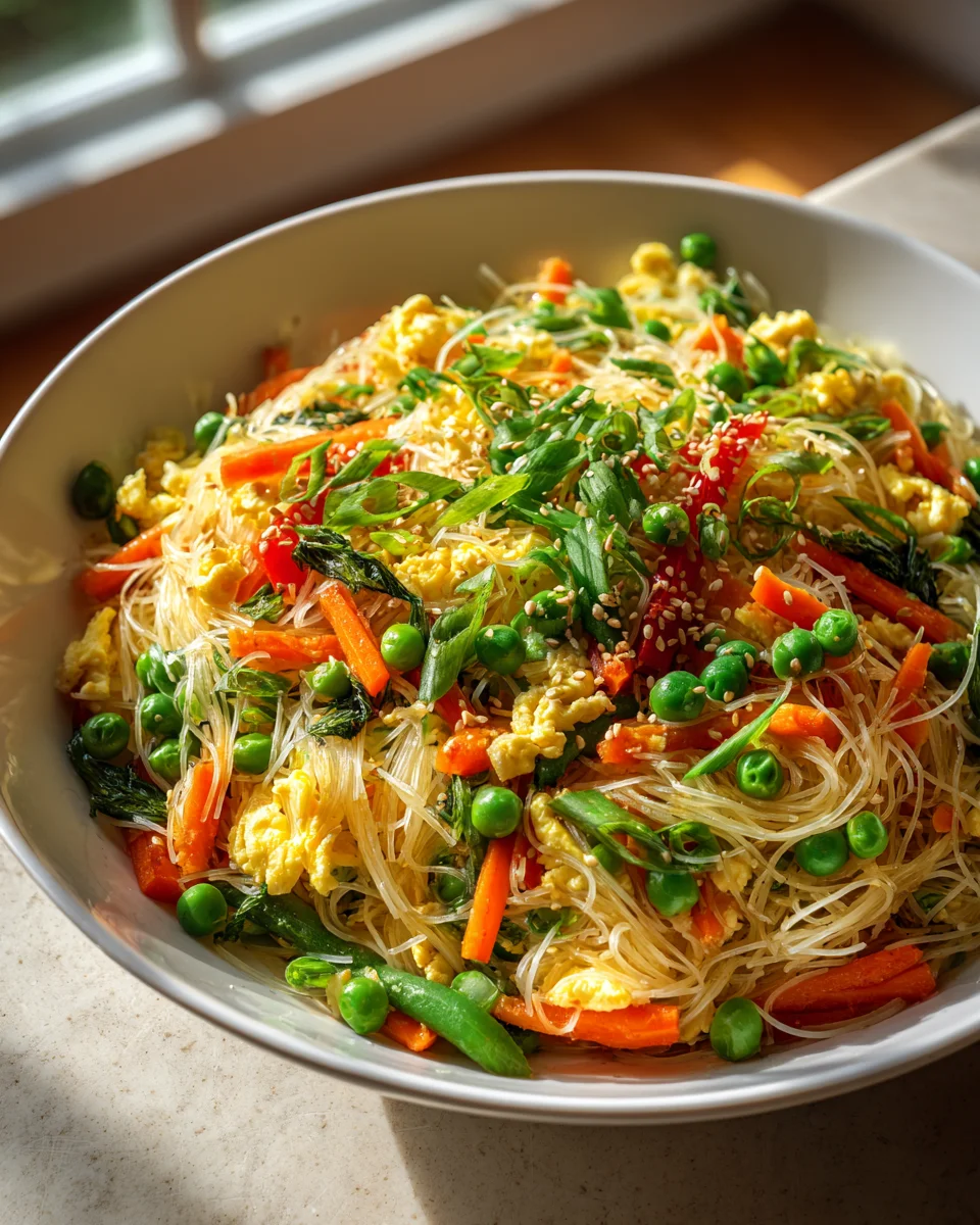 Gemüse-Ei-Nudeln mit Sesamzauber