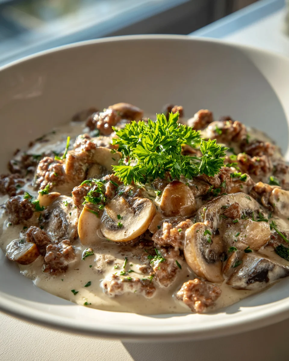 Cremige Hackfleisch-Pilz-Pfanne für Genießer