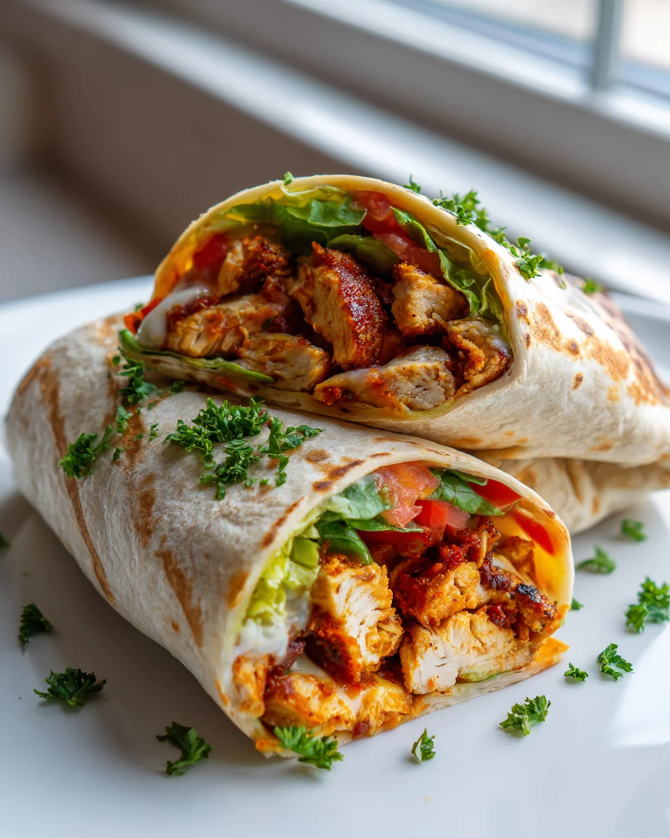 Krosse Airfryer Chicken Wraps mit geschmolzenem Mozzarella