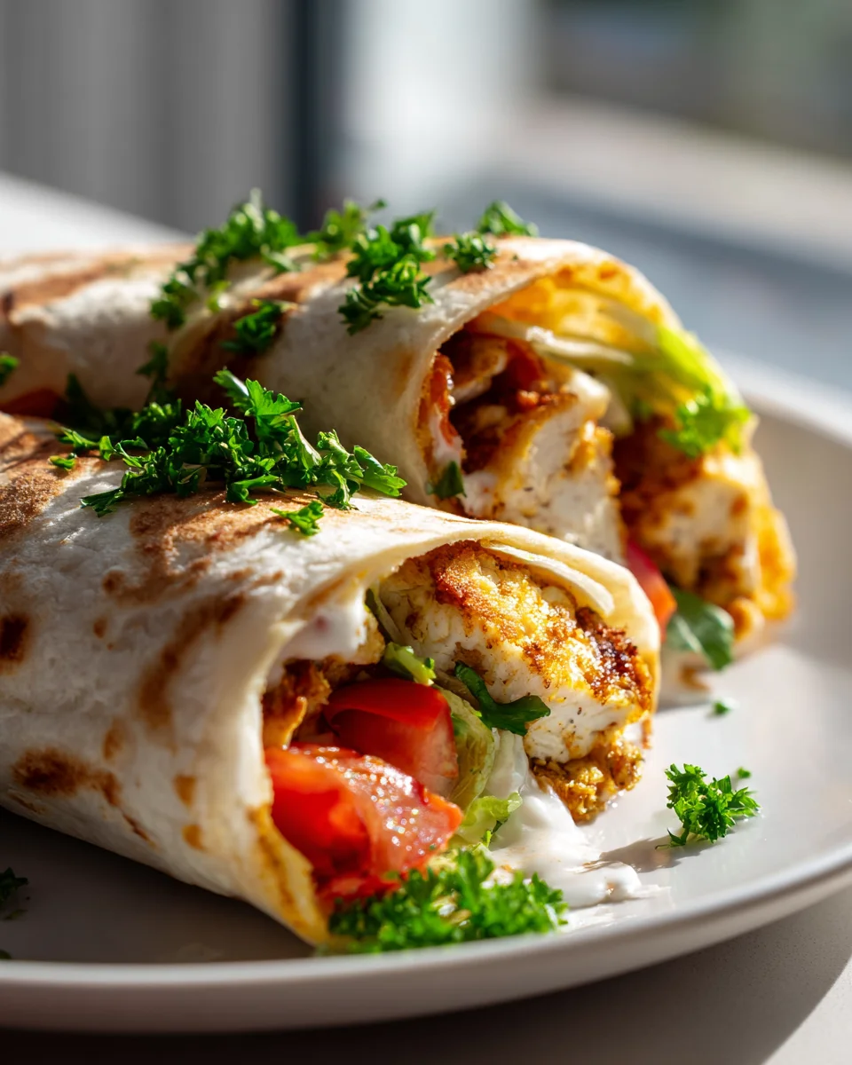 Krosse Airfryer Chicken Wraps mit geschmolzenem Mozzarella